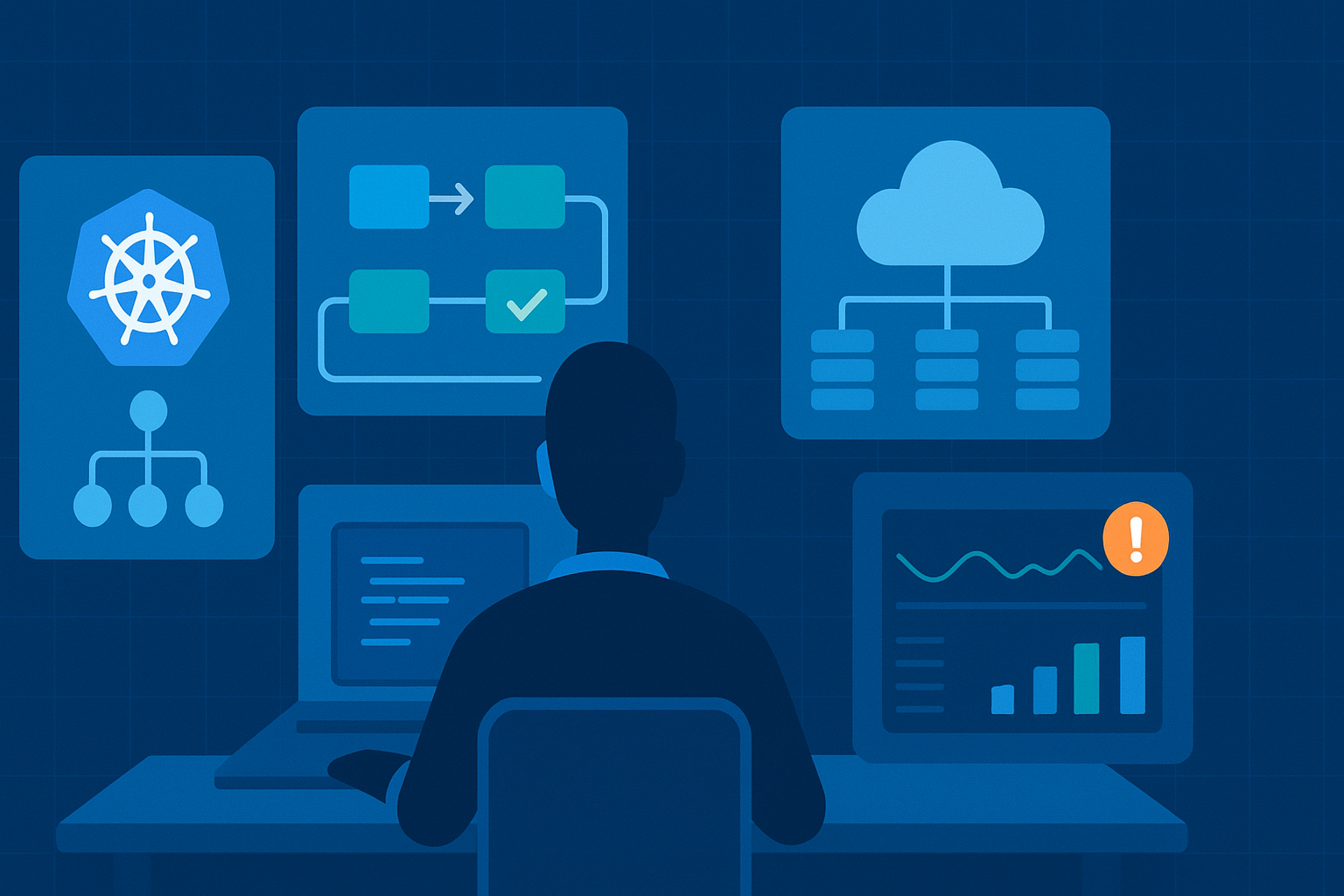 Developer working with cloud infrastructure and automation tools